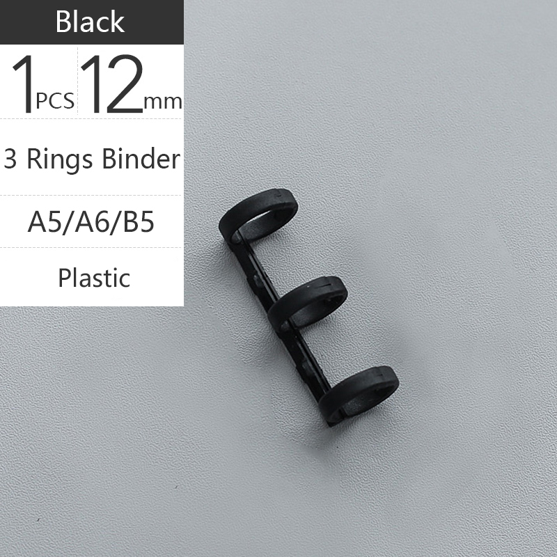 Colorful Plastic Loose-leaf Hinged Rings Binder Metal Notebook Ring DIY Books Binding Clamp Binder Desk Calendar Circle: Plastic Black x1
