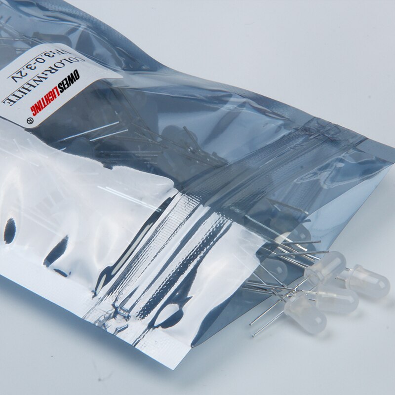 100pcs 5mm White Diffused LED Round Head 2V 20mA Light Beads Lamp Wide Angle DIP-2 2PINS