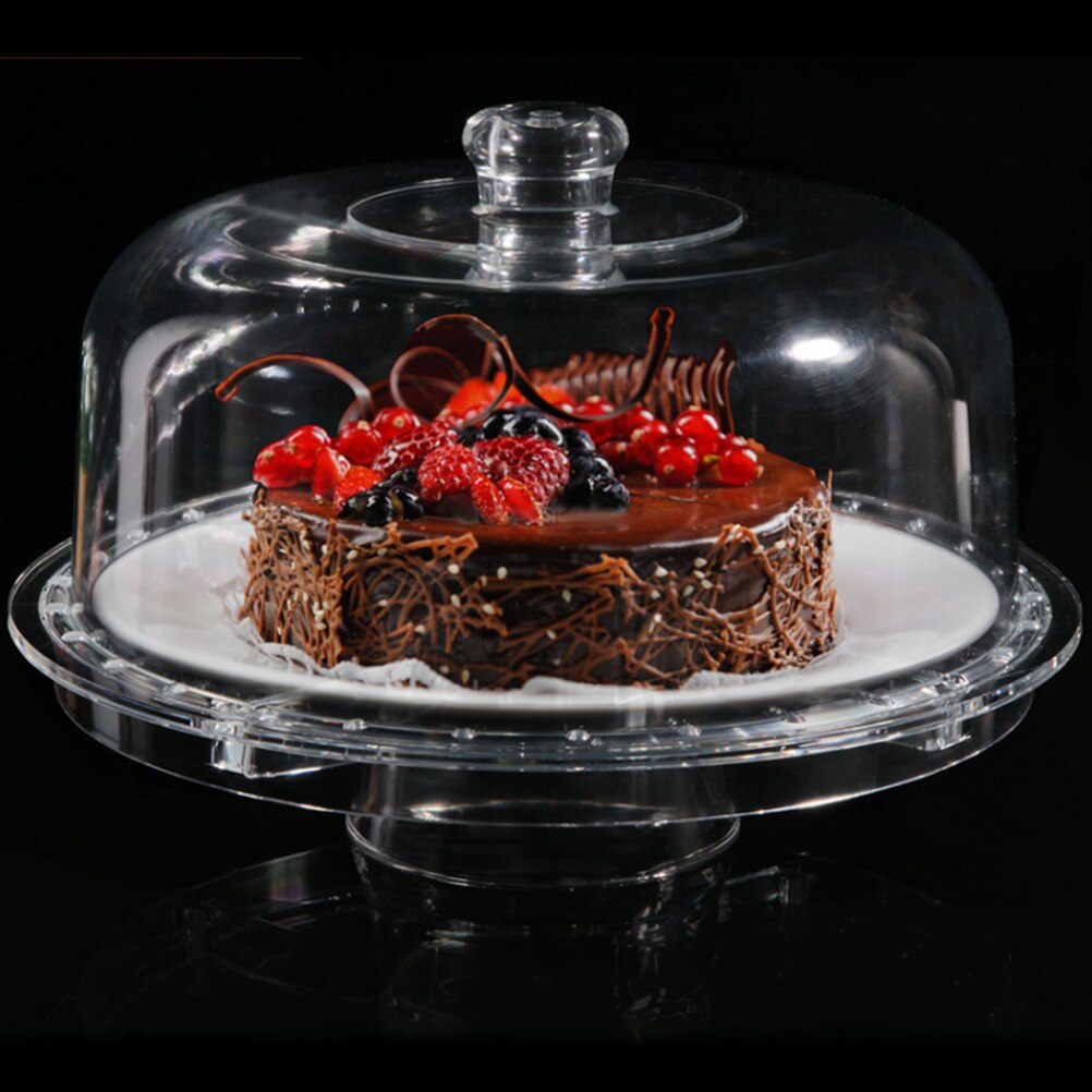 6 In 1 Acrylic Cake Stand Cake Plate With Dome Transparent Acrylic Multi-Function Serving Platter Salad Bowl Kitchen Supplies