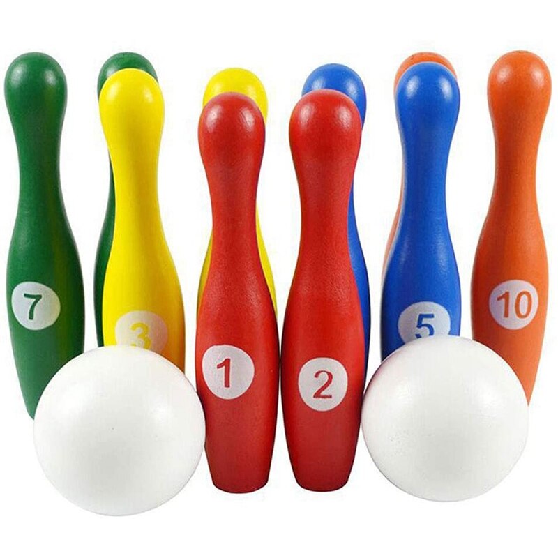 Kids Wooden Digital Bowling Set Indoor And Outdoor Fun, For Toddlers, Kids