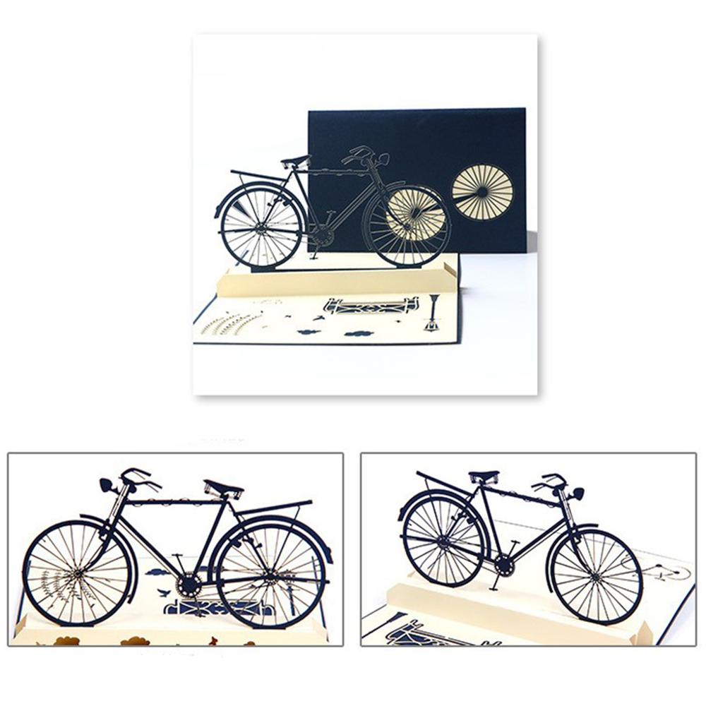 3d fødselsdagskort greating invitationskort med kuvert exquiste håndlavet lys kage cykeltog posetcard festforsyning