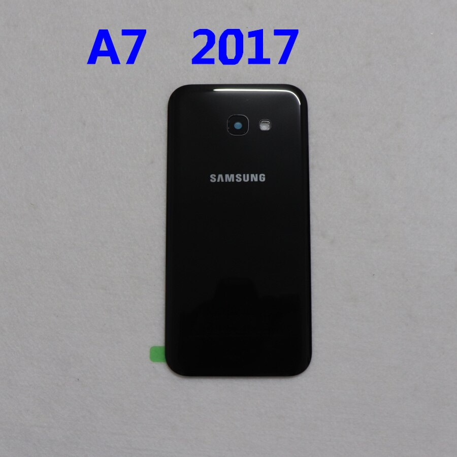 Back Glass For SAMSUNG Galaxy A3/A5/A7 A320 A520 A720 A320F A520F Back Battery Cover Rear Door Housing Case Replacement: A7 2017  black