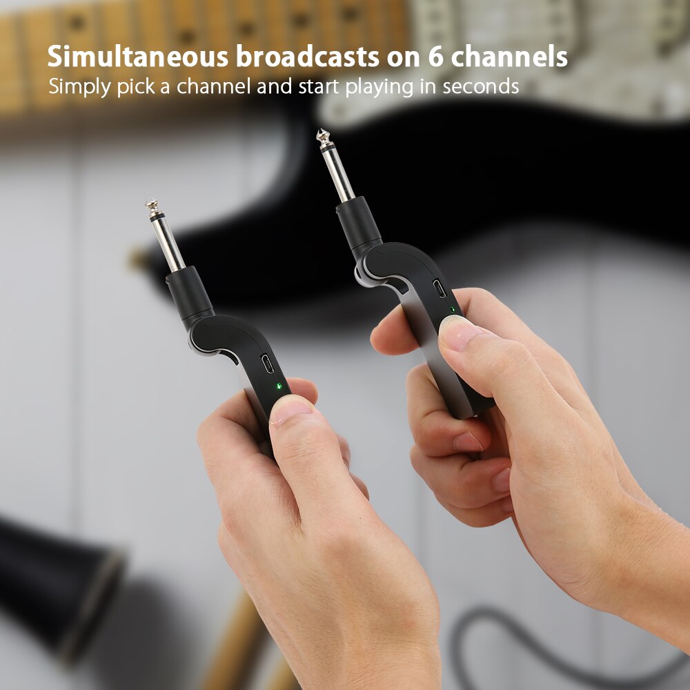 Ammoon – système de guitare sans fil 2.4G, émetteur-récepteur de guitare Rechargeable, transmetteur Audio à 6 canaux pour basse électrique
