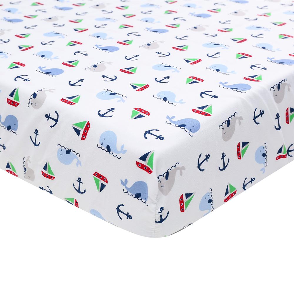 3pcs Whale Baby Crib Toddler Baby Sheets Nursery Bedding Safely Product Bed Cot Sets ,Fitted Sheet, Crib Quilt, Dust Ruffle