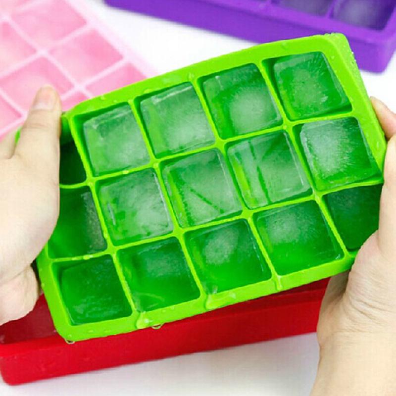 1 stk gør-det-selv stor isterning form firkantet form silikone isbakke fødevarekvalitet silikone sikker harmløs 15 små gitter form