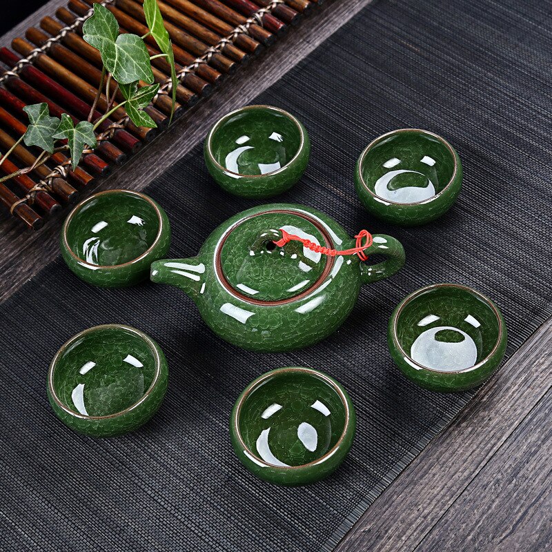 High-grade ceramic kung fu tea sets ice crackle glaze tea sets 7piece/lot