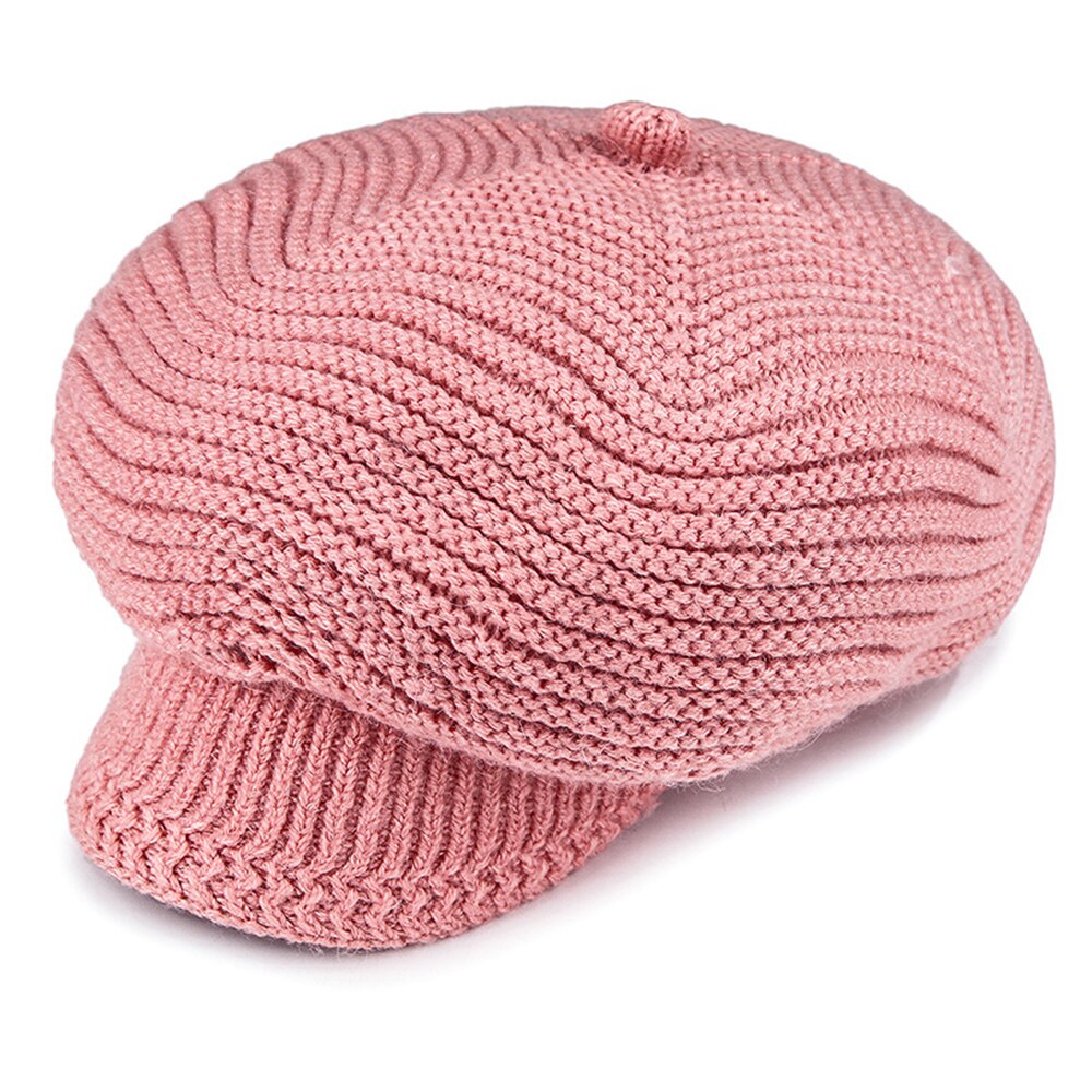 Hüte für Frauen Frühling Herbst Gestrickte Hütte Warme Mädchen Kappen Damen lässig Wolle Hütte Winter Mütze Frauen Kappe Winter hüte: HZ0002 Rosa