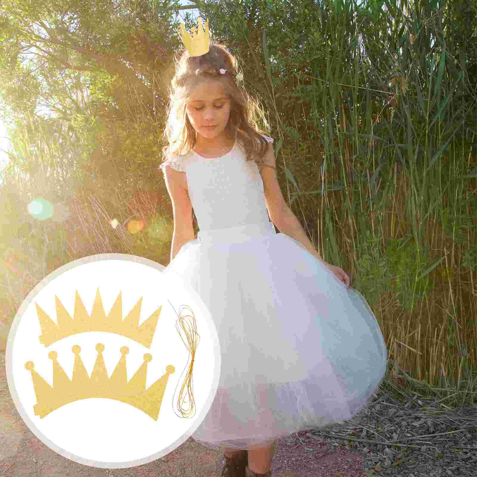 6Pcs Birthday Crown Hats Delicate Glitter Chic Exquisite Crown Shape Hats Party Hats for Gathering Birthday: Golden
