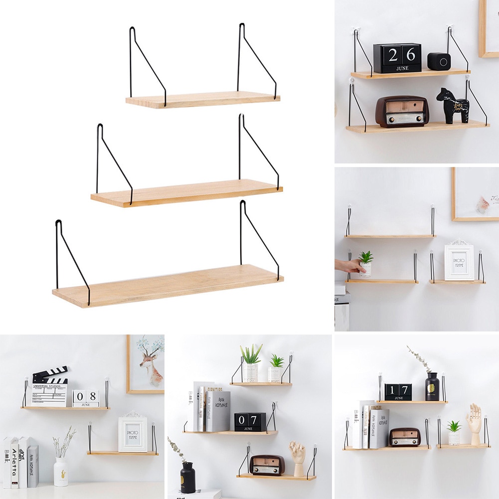 Nordic Style Wood Wall Storage Shelf Wall Hanging Rack Container Bookshelf DIY Decoration Display Stand For Children Room Kids