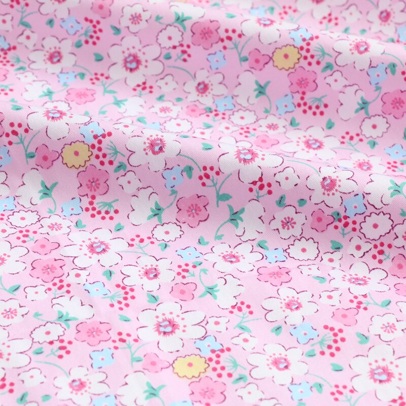 Tecidos de retalhos tecido de algodão o pano pelo metro tecido para costura para retalhos pequenos florais rosa verde 50*160 liso