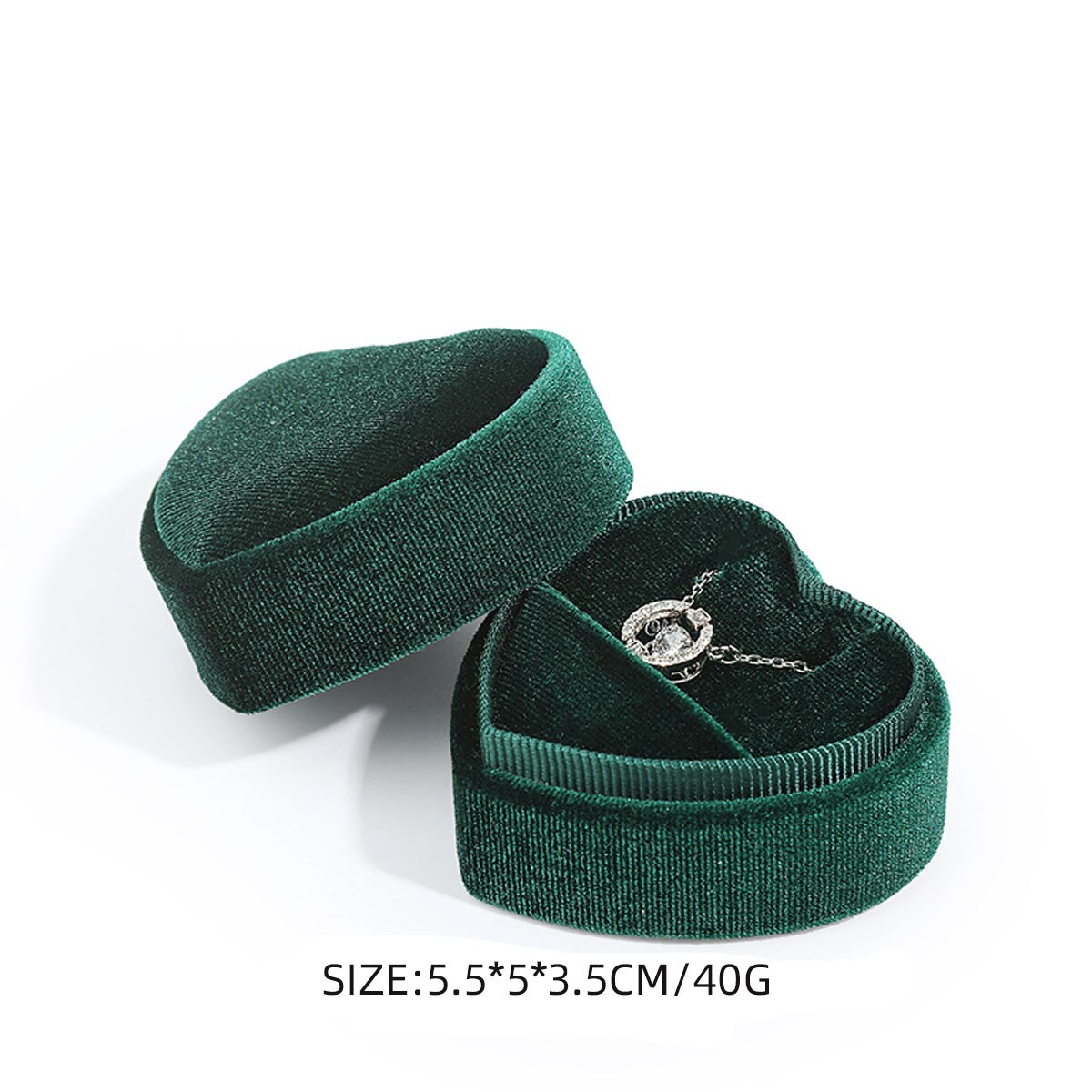 Sieraden Doos Ring Box Strik Sieraden Organizer Box Hartvormige Corduroy Doek Ketting Box Ring Verpakking Box: Green-03