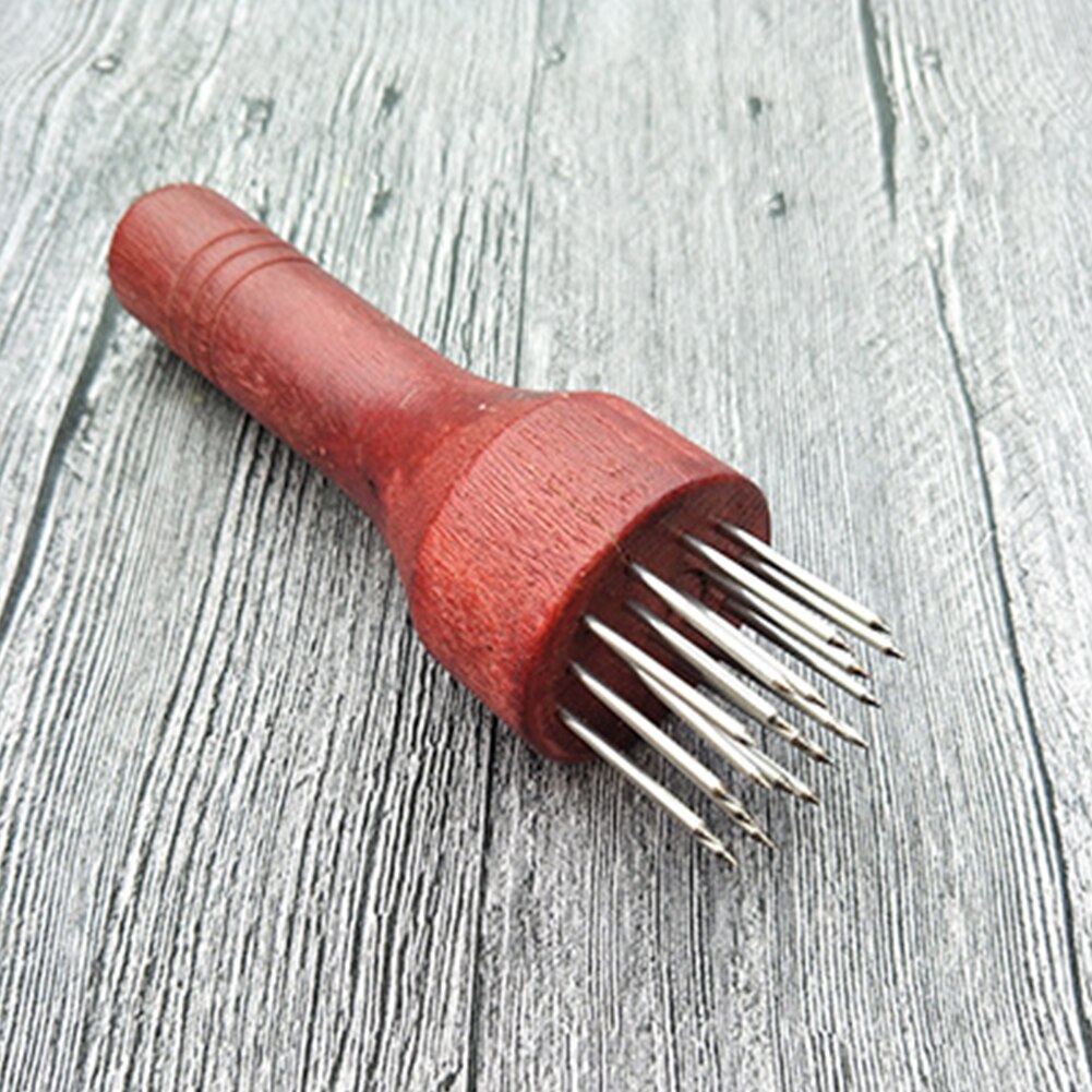 Cooking Mini Pork Sharp Dinner Meat Tenderizer Kitchen With Wooden Handle Stainless Steel Needle Tools Beaf Steak: B