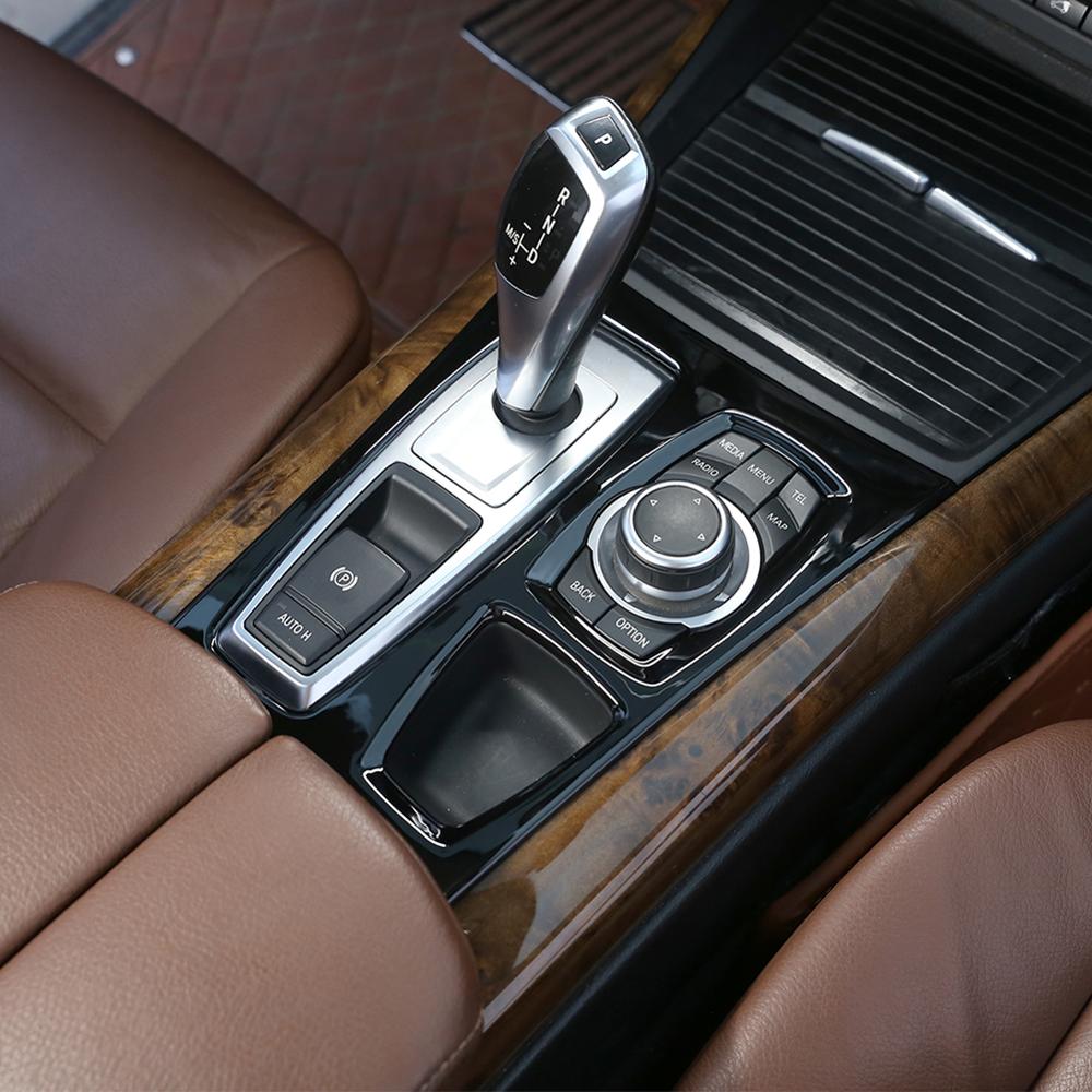 Negro brillante ABS de plástico del coche de Central de Panel de caja de cambios de adornos para BMW X5 E70 -13 modelos LHD vehículos Accesorios