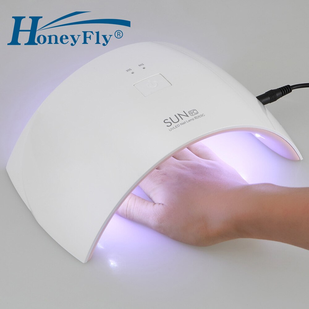 HoneyFly 24W UV LED Nagel Lamp Nagel Droger Gel Polish Curing Licht met Bodem 30 s/60 s timer