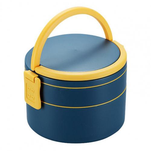 Office Worker with Lunch Box Double-Layer Japanese-Style Portable Microwave Bento Box Separated Insulation Heated Lunch Box Set: Blue1