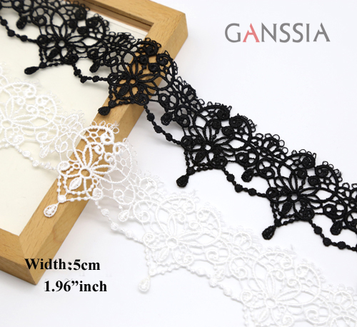 Adornos de encaje solubles en agua de corte clásica, accesorios de costura de ropa (ss-1006), 1 yarda de ancho: 5cm