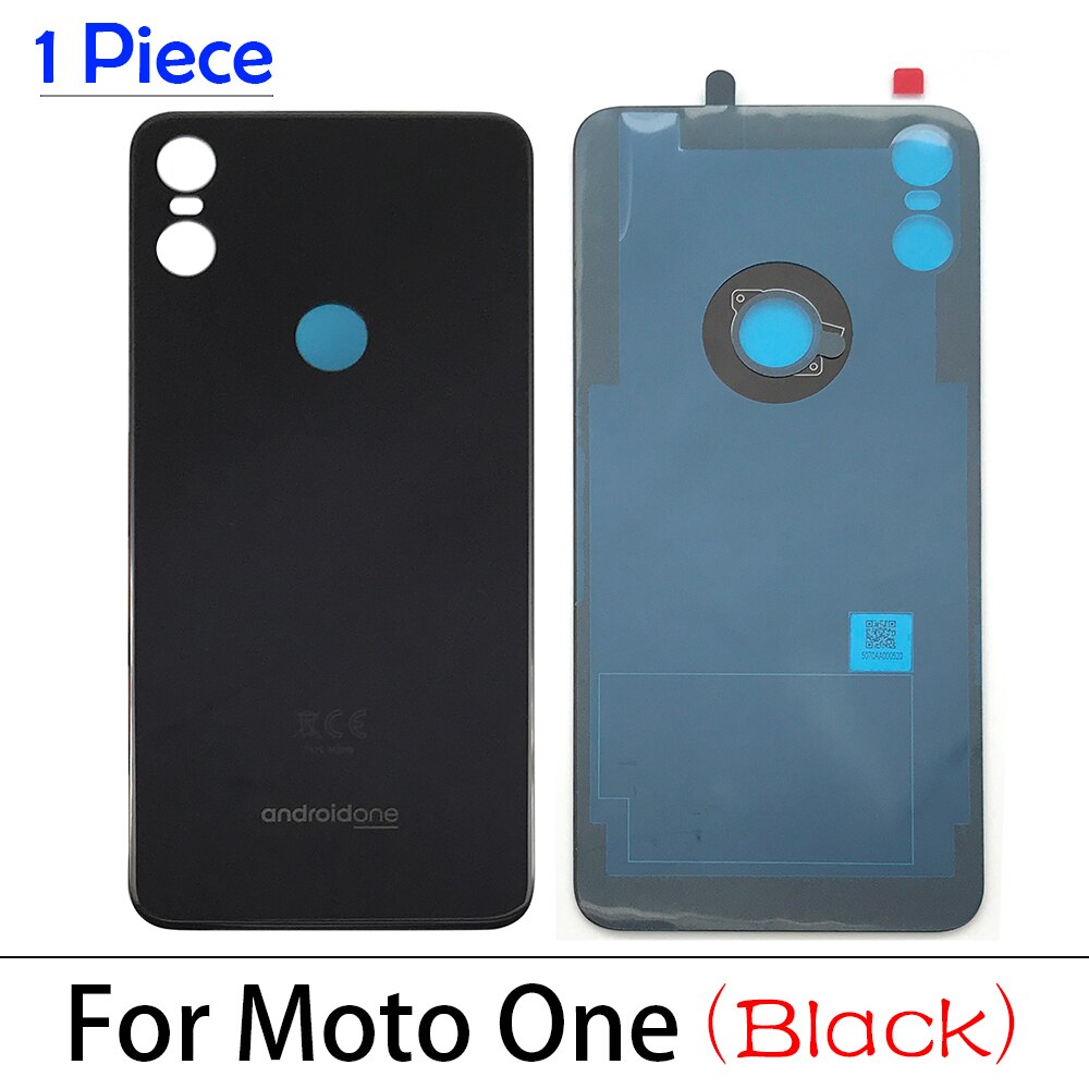 Tylna pokrywa baterii tylna pokrywa szklana dla Motorola Moto One makro Action / G6 Plus / G7 Power / G9 Play / E7 z klejem: For Moto One Black