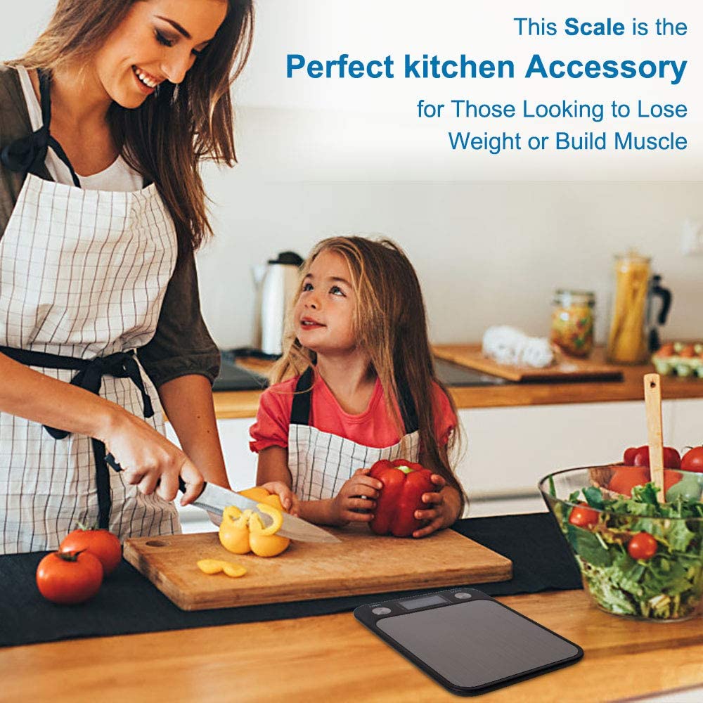 Digital Kitchen Food Scale for Cooking Baking Tools Ultra Slim Multifunctional Tare Function Measuring 22lb/10kg Capacity