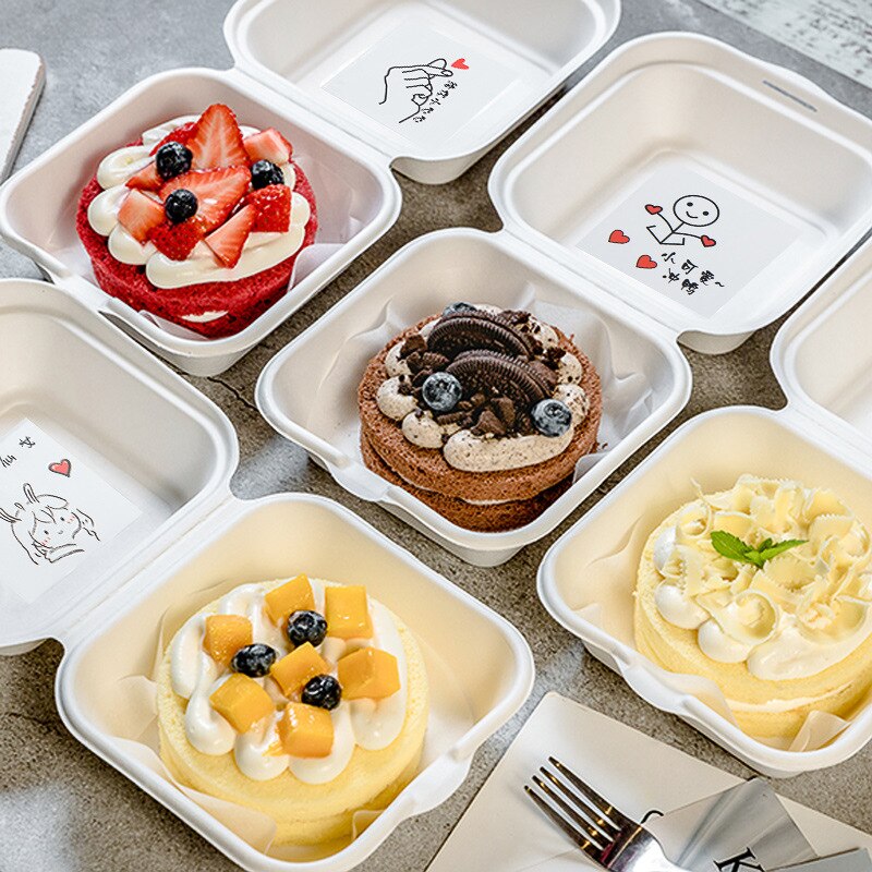 1/10PCS Disposable Bento Lunch Box Baking Cak Food Containers Dessert Environmental Protection Snack Box Microwavable Bento Box