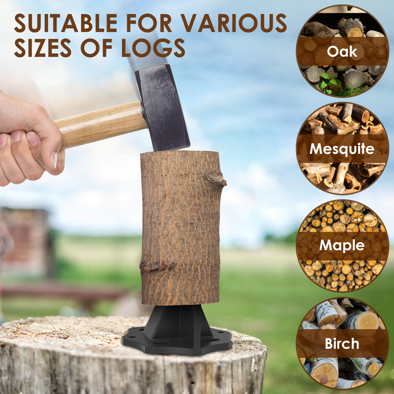 Wood Splitter Manual Log Splitter Kindling Splitting Tool High Carbon Steel Woods Splitting Stand Firewood Splitting Drill Bit