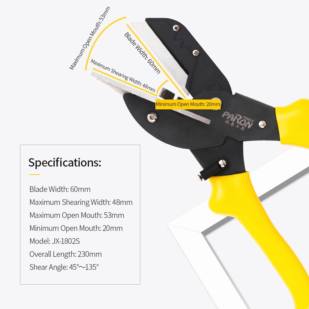 PARON Universal Angle Wire Duct Scissors PVC Trunking Tube Edge Clip 45 Degree to 135 Degree Adjustable Angle Multi Angle Mitre