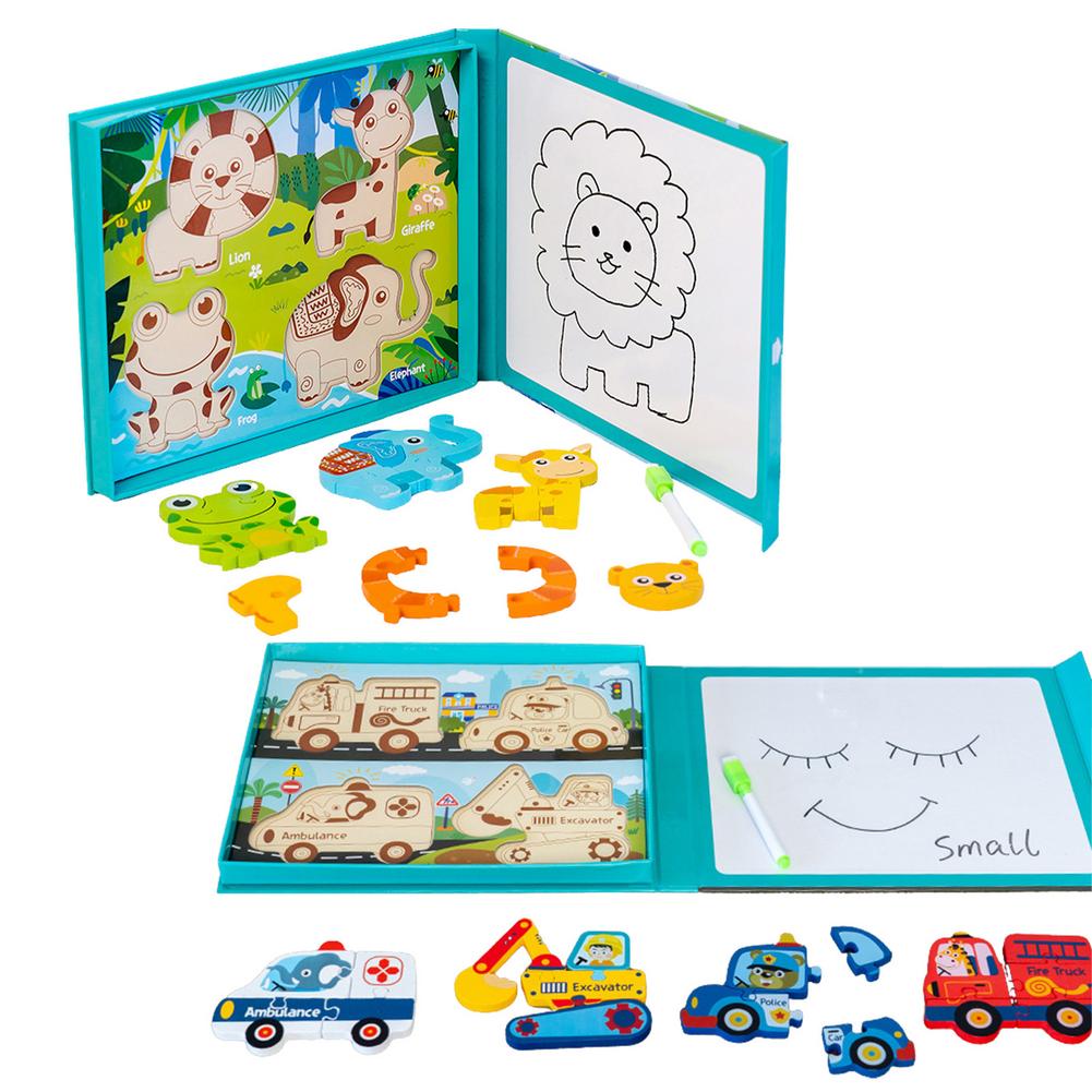 Wooden Animals Jigsaw Puzzle Early Educational Learning Toys Set Preschool Puzzles For Boys Girls Baby Learning Educational