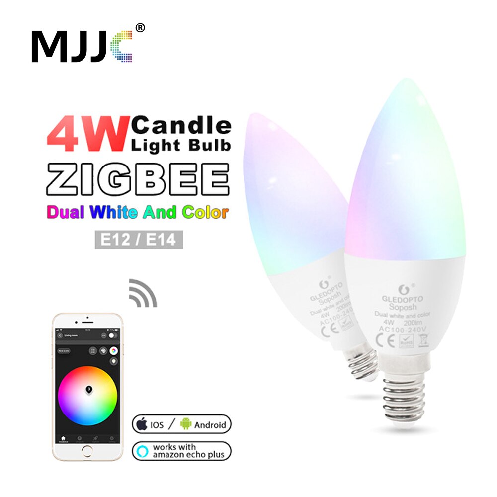 ZIGBEE ZLL LED Light AC 220 V 110 V 230 V RGBCCT E12 E14 LED Lamp Smart APP Controle 4 W Dual Witte Kaars Lamp Werk met Alexa Echo