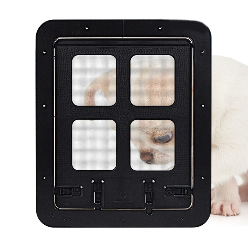 Écran carré Pet Fenêtre Porte Accès Contrôlable Chatière Porte Moustiquaire 4 Voies Verrouillage Écran Porte pour Chats
