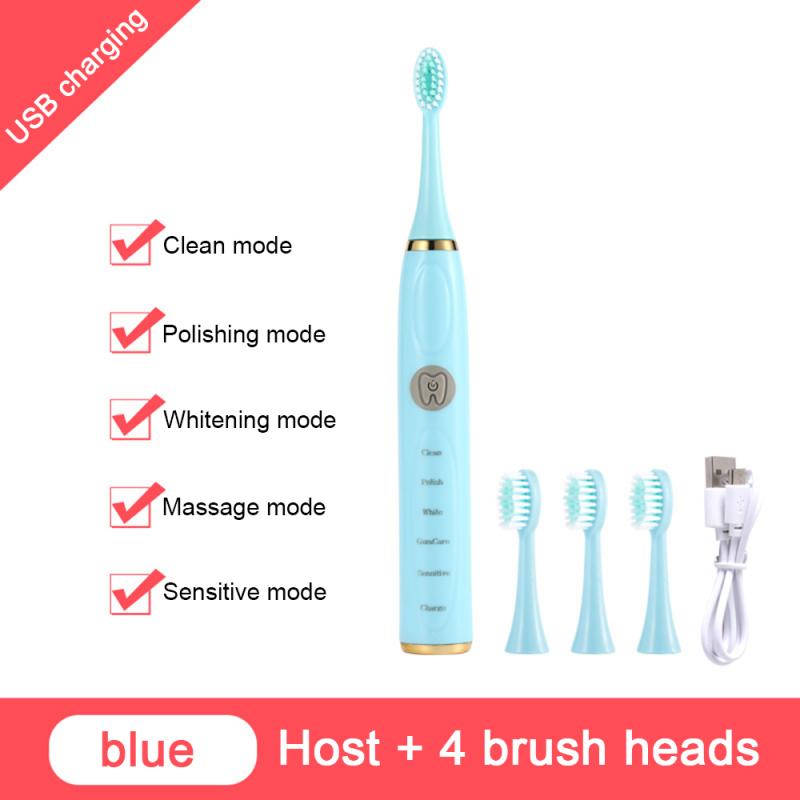 Ultrasonic Sonic Deep Cleaning Electric Toothbrush USB Rechargeable Adult Children Tooth Whitening Portable Tooth Brush Kit: 05