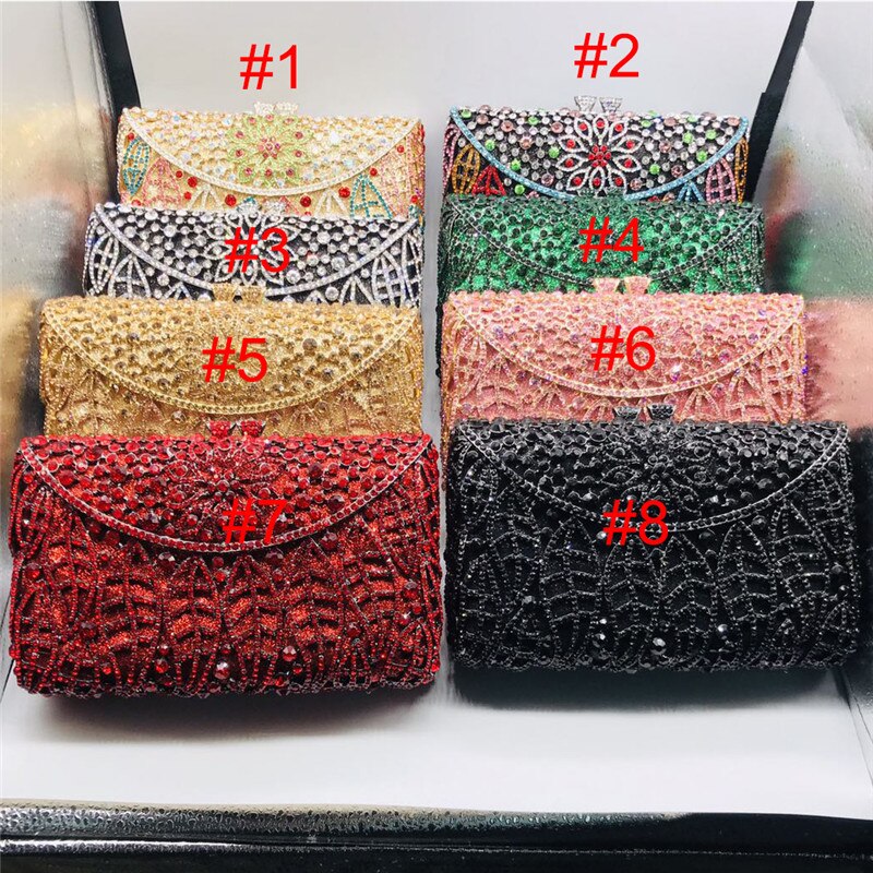 Latest Luxury Crystal Women Evening Bags and Clutches Women Evening Bag with Handle Chain Shoulder Handbags: as pictures 2