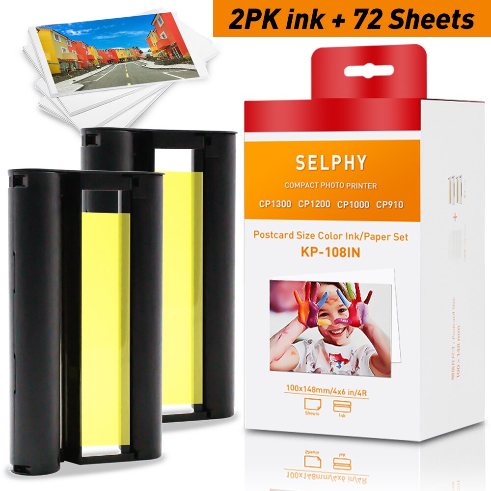 InkExpress Ink Cassette Photo Paper Set Compatible for Canon Selphy CP900 CP910 CP1200 CP1300 Photo Printer KP-36IN KP-108IN: Set 2