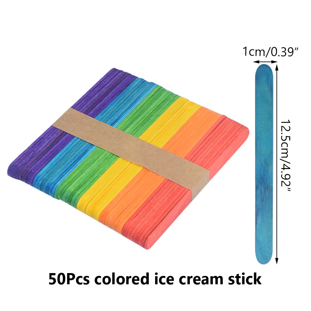 Palito de cubitos de hielo para niños, 50 Uds., accesorios para manualidades, palos de paleta, palos de polo, herramientas para crema de piruleta: 08