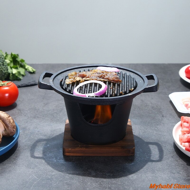 Mini Parrilla de barbacoa japonesa, estufa de Alcohol para una persona, parrilla de barbacoa sin humo para el hogar, placa de horno al aire libre para barbacoa, utensilios para asar carne