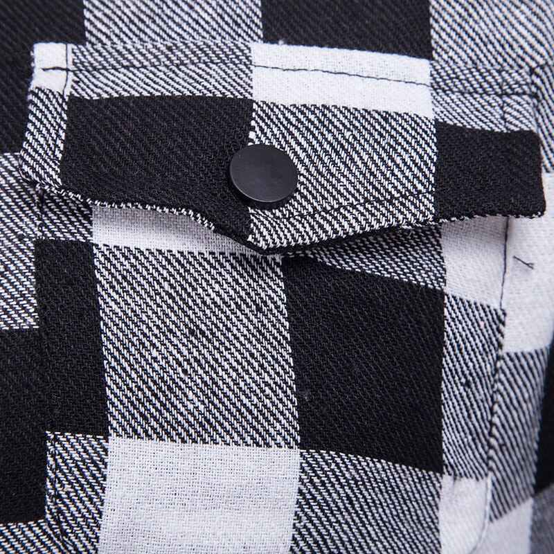 Camisa con capucha a cuadros para hombre, ropa de manga larga, ajustada e informal, con bolsillos y botones en la parte delantera, color rojo y negro, 2XL