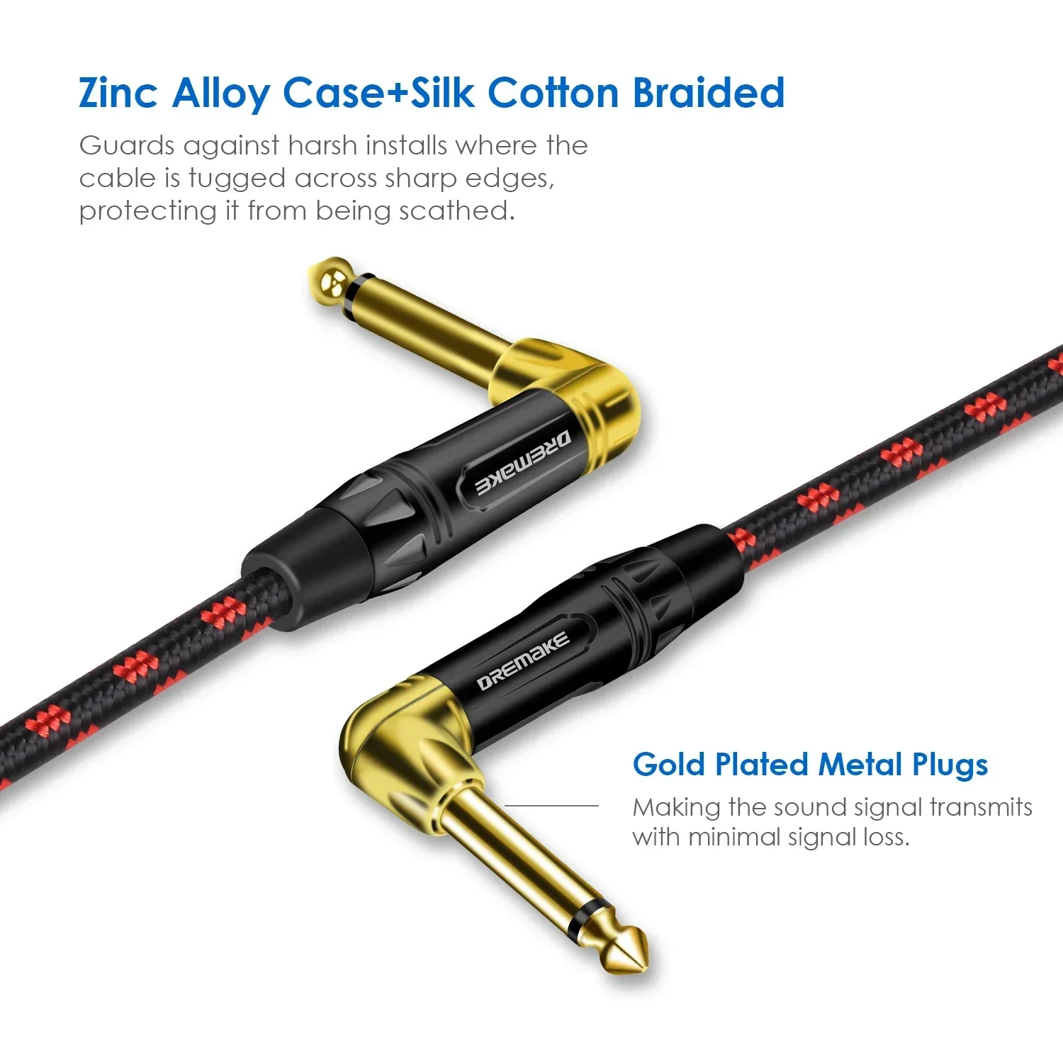 Instrument Kątowe gniazdo 6,35 mm Kabel mono pozłacany 1m 1,8m 3m 5m 7,5m 10m Kabel męski do męskiego do gitary basowej i klawiatury