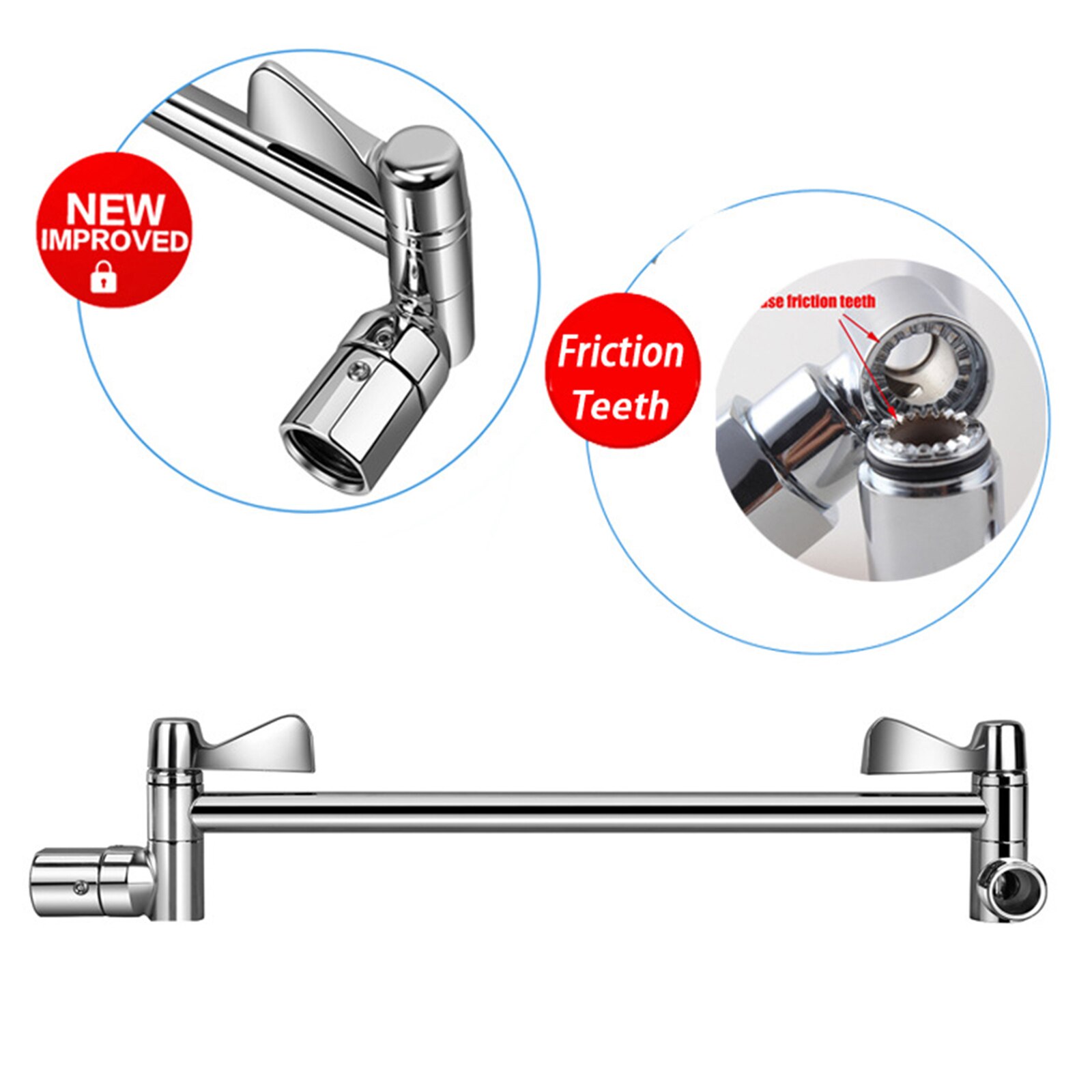 Shower Head Spray Connection,Adjustable Elbow Shower Arm Bracket,with Tooth Extension Rod,Bathroom Accessories