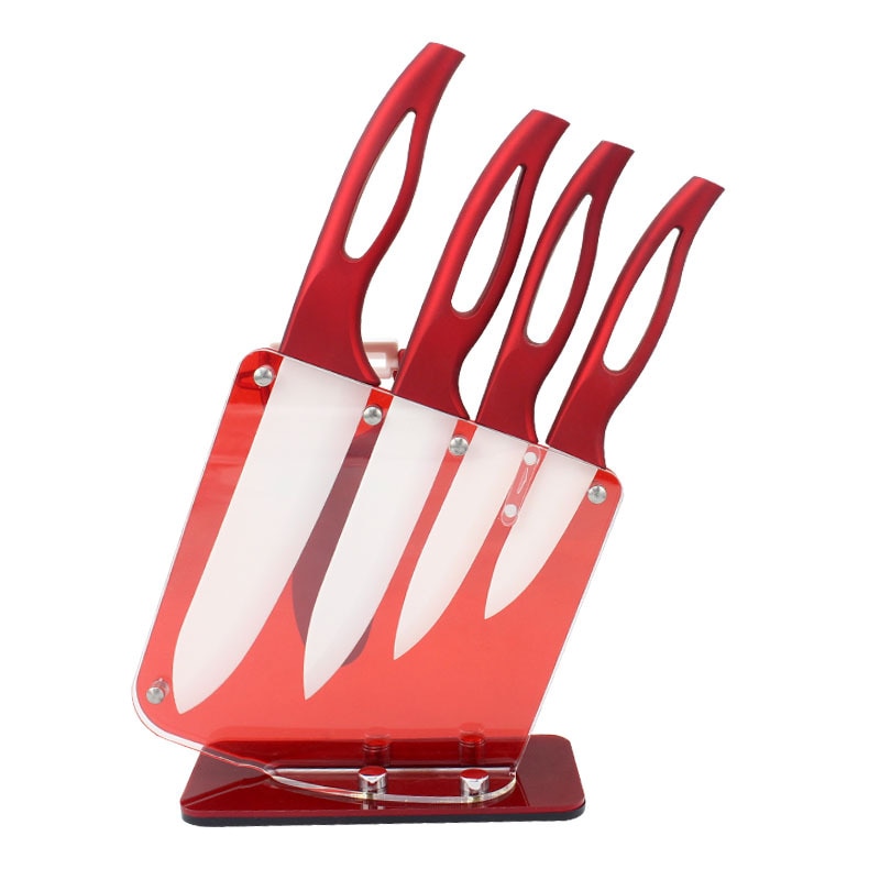 Thuis Keramische Mes Set Rood Handvat Witte Blade 3 &quot;4&quot; 5 &quot;Keukenmessen Hoge Sharp Keukengerei Koken gereedschappen Mooie