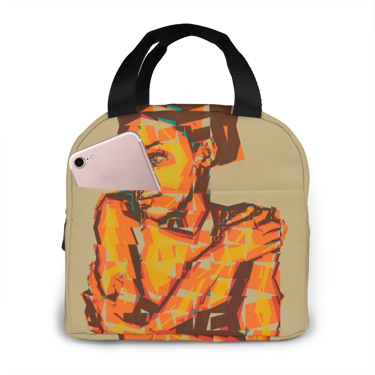 Afrikaanse Vrouw Lunch Tas Draagbare Geïsoleerde Thermische Cooler Bento Lunchbox Tote Picknick Opbergtas Pouch: Black 6