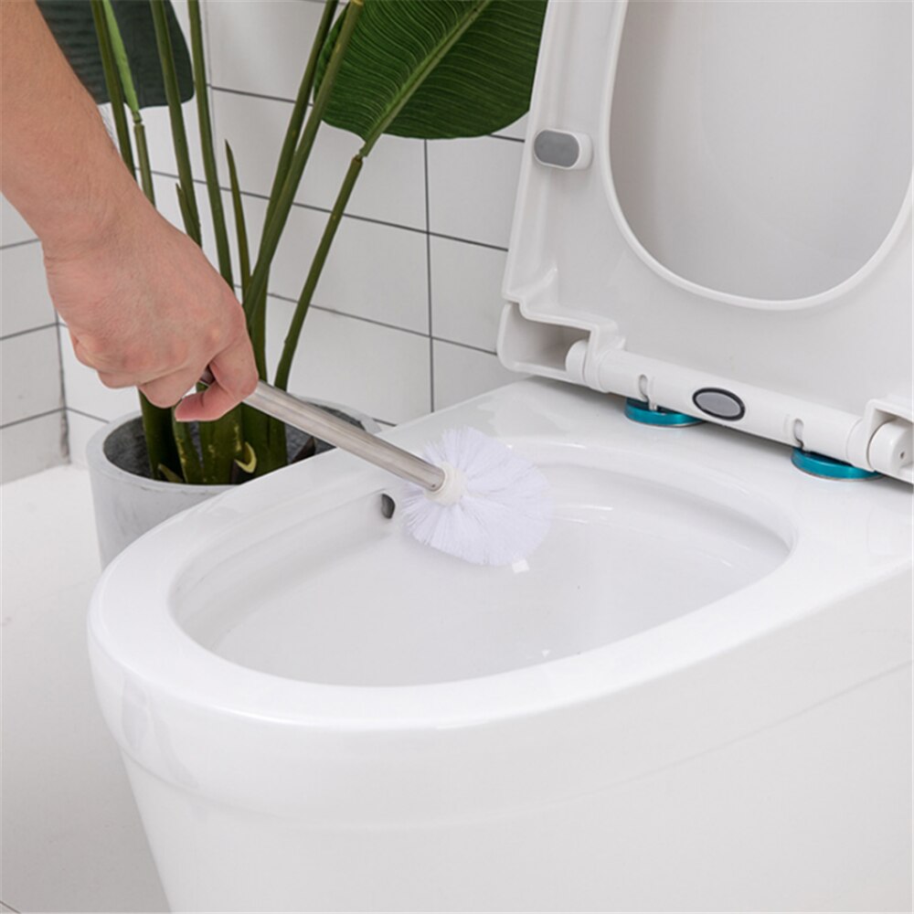 Cepillo de baño de acero inoxidable, cepillo de limpieza descontaminación, plástico curvo, pincel de mango largo, 1 unidad: white