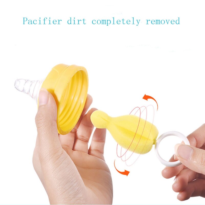 1 ensemble biberon brosse de nettoyage outil mamelon 360 degrés rotation éponge alimentation tasse paille nettoyant