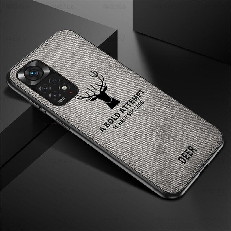 Redmy Hinweis 11 fallen 3D Hirsch aufbringen Tuch Stoff Zurück Abdeckung Für Redmi Hinweis11 Profi 5G Nicht 11 S 11 S 4G Weiche Rahmen Stoßfest Coque: Redmi Hinweis11S 4G / grau-02