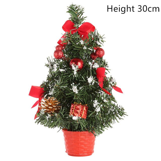 20/30/40CM Mini Table Christmas Tree LED light home Decoration Tabletop Pine Tree Xmas Tree Christmas Decoration Year: 30cm-red