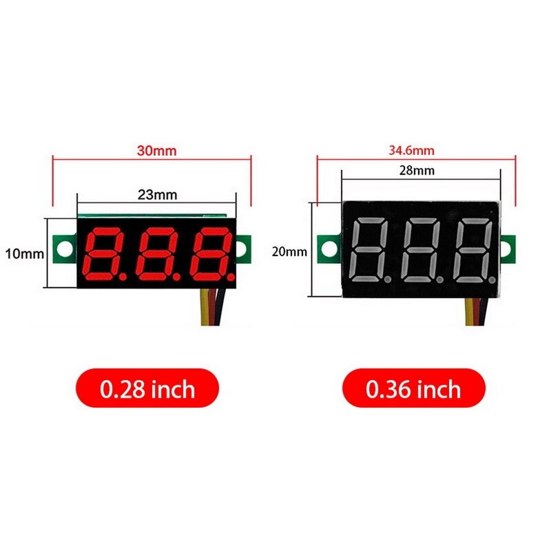 Mini Led Digitale Voltmeter Dc 4-30V 0.28 Inch 3 Draads Dc 0-100V Volt Voltage meter Gauge Tester Led Display