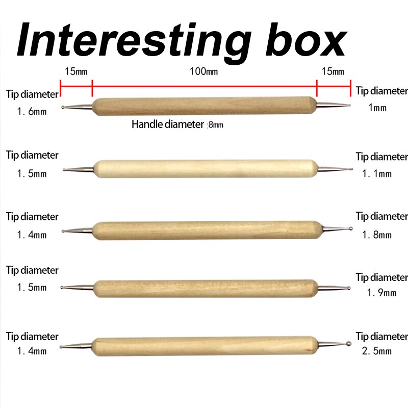 Creasing pen (set) round head creasing pen DIY soft clay hand-made pottery point flower paper ball bar tool