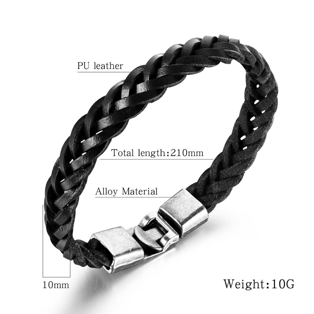 EyeYoYo 210mm sans fil tissage cuir corde Bracelet