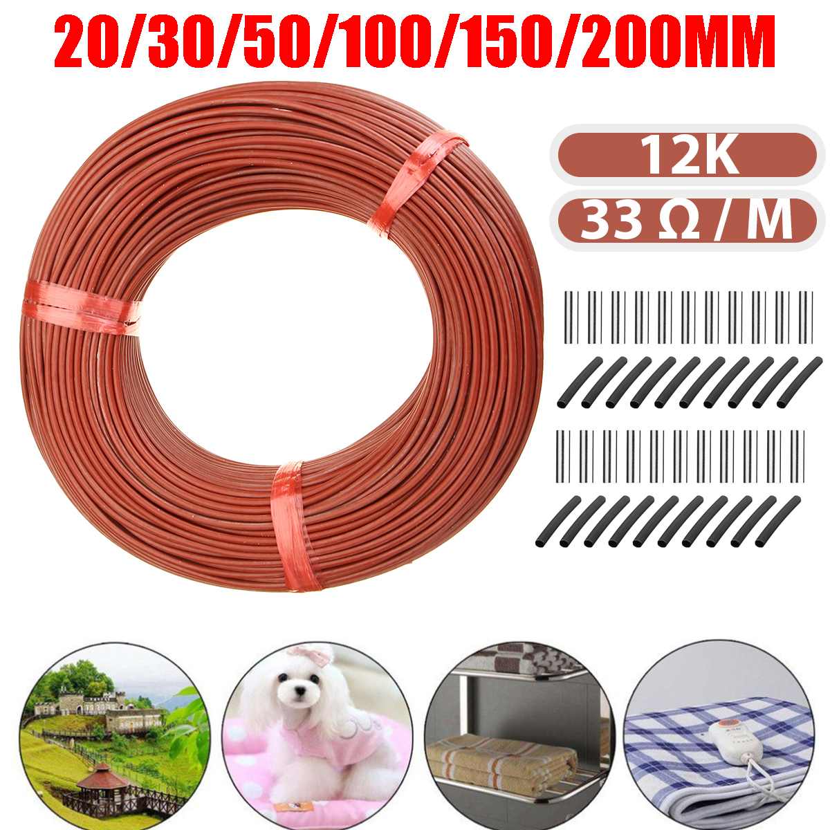 12K Low Cost Carbon Warm Floor Cable Carbon Fiber Heating Wire Electric Hotline Infrared Heating Cable 200/150/100/50/30/20M