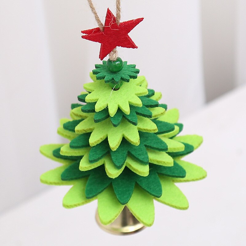 Kerstversiering niet-geweven boom desktop mini kerstboom met klokken kleine hanger boom raamdecoratie