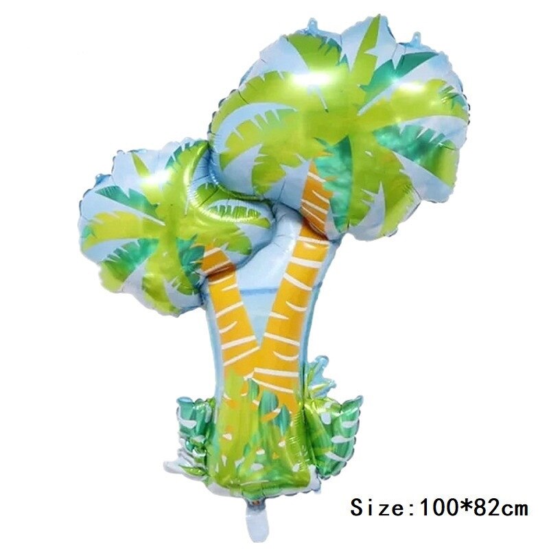 Desert plant cactus tree coconut tree green leaf balloon kid cartoon toy balloon tropical theme decoration aluminum foil balloon: 5
