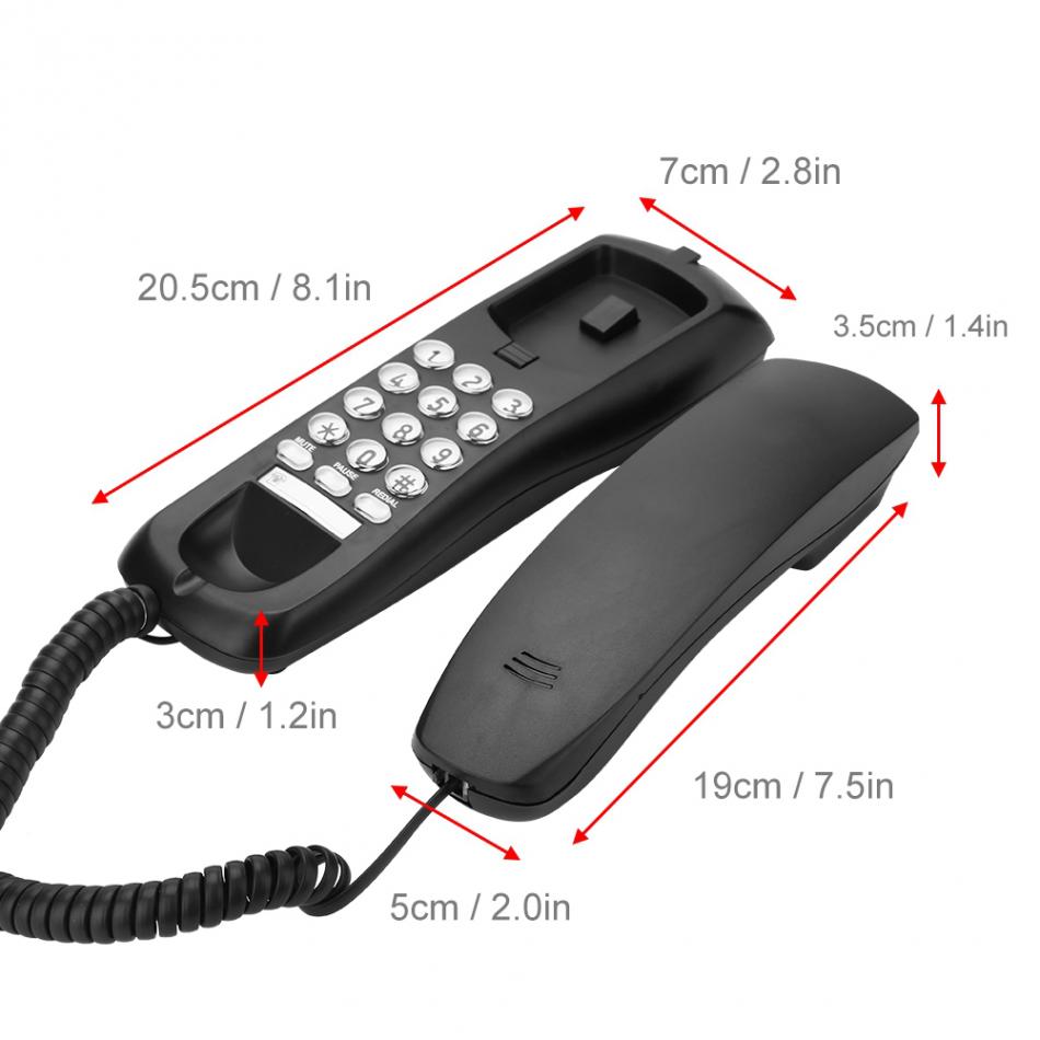 casa Hotel cablata Telefono Telefon con muto Ricomposizione Pausa mini Telefono Comodino lampada Da Parete Batteria di Estensione di Rete Fissa Telefono Nero Bianco