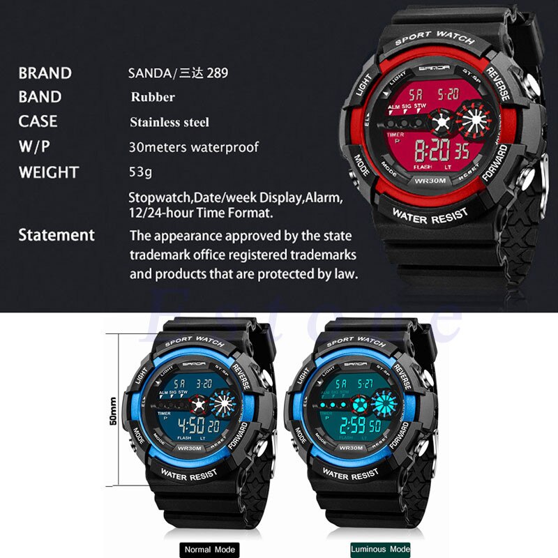 Heren Sport Horloge Led Digitale Datum Alarm Display Waterdichte Horloges Mannelijke Multifunctionele Elektronische Pols Klok Reloj Hombre Homme